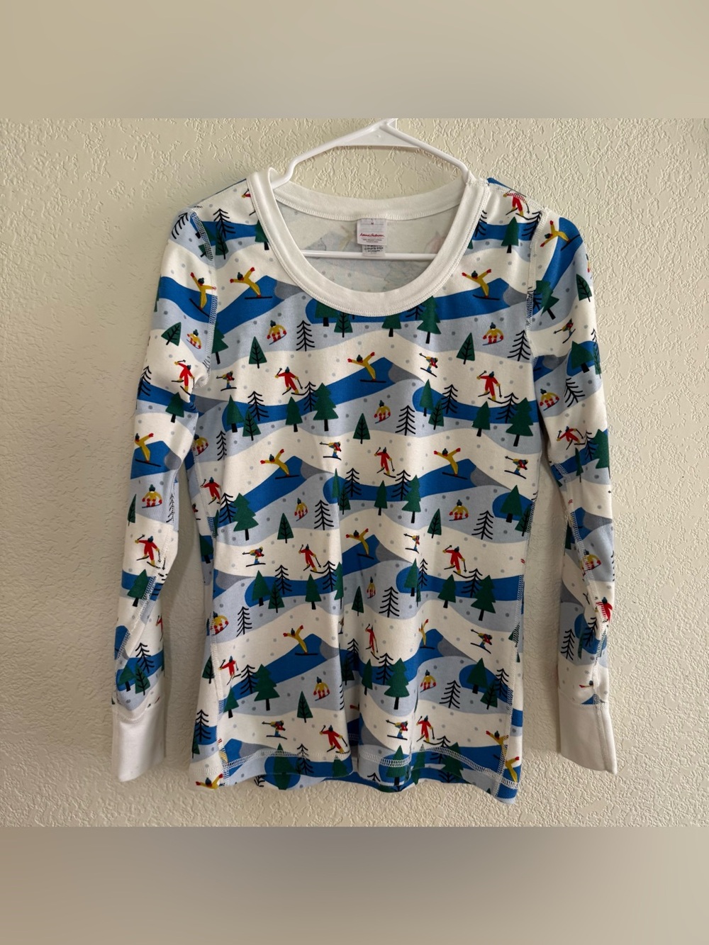 Hanna Andersson Holiday Pajama Top Ski Slope Organic Cotton Winter Christmas M